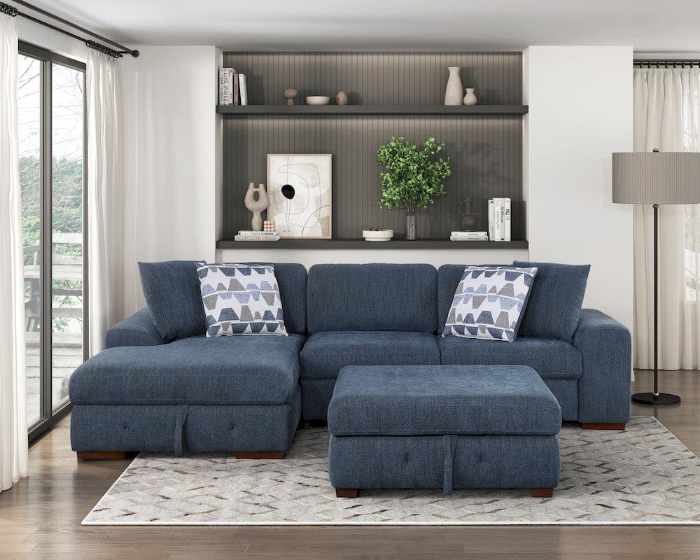 Homelegance  - Raife Storage Ottoman in Blue - 9624BU-4  view 7