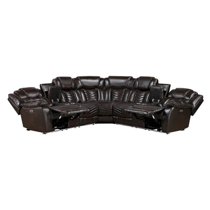 Homelegance  - Ramone 3-Piece Power Reclining Sectional W/ Consoles, Speakers, Subwoofer and LED Lighting in Dark brown - 9508DBxSCPW  view 2
