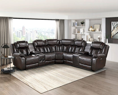 Homelegance  - Ramone 3-Piece Power Reclining Sectional W/ Consoles, Speakers, Subwoofer and LED Lighting in Dark brown - 9508DBxSCPW  view 3