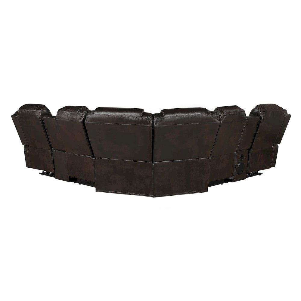 Homelegance  - Ramone 3-Piece Power Reclining Sectional W/ Consoles, Speakers, Subwoofer and LED Lighting in Dark brown - 9508DBxSCPW  view 9