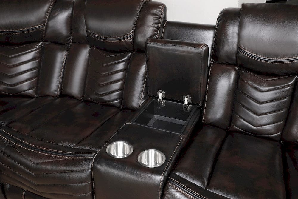 Homelegance  - Ramone 3-Piece Power Reclining Sectional W/ Consoles, Speakers, Subwoofer and LED Lighting in Dark brown - 9508DBxSCPW  view 11