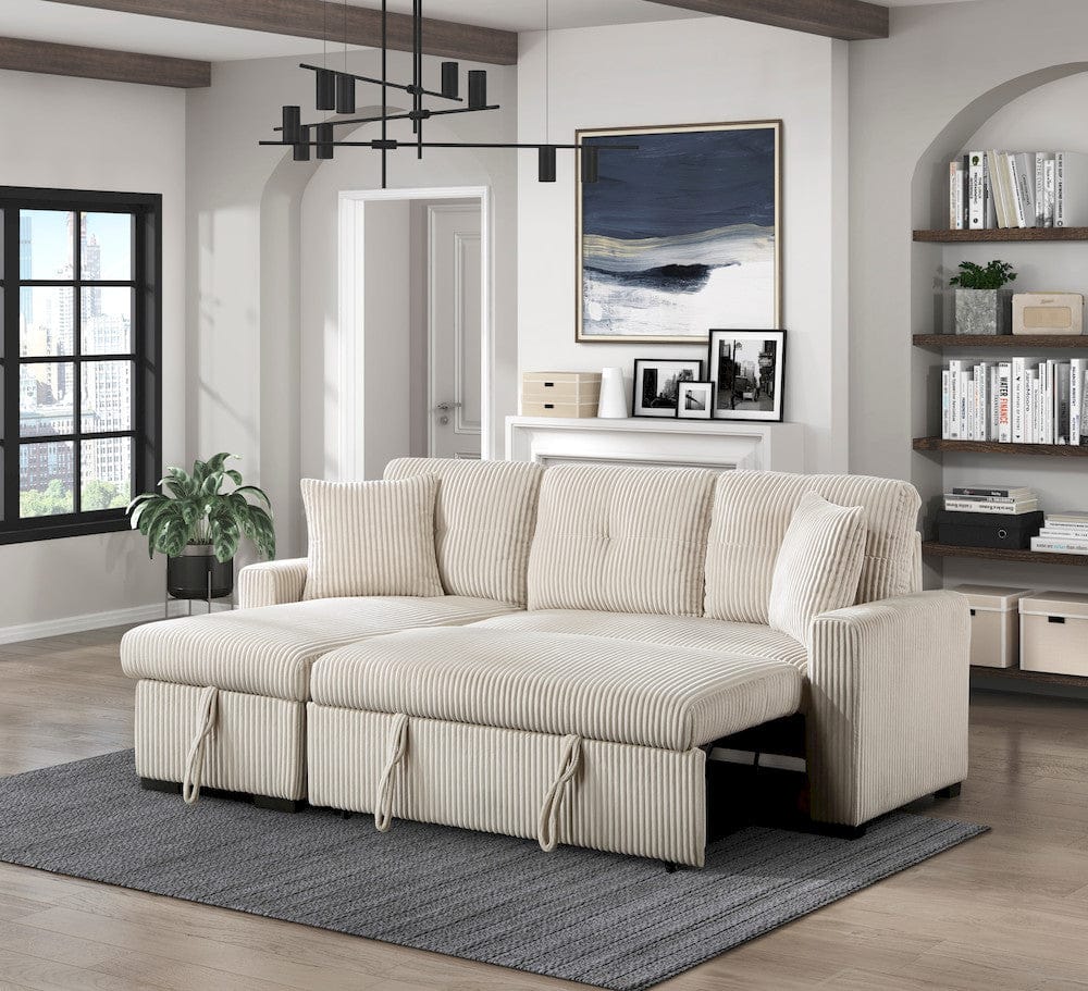 Homelegance  - Rhett 3-Piece Reversible Sectional W/ Pull-out Bed and Hidden Storage in Beige - 9649BExSC  view 4