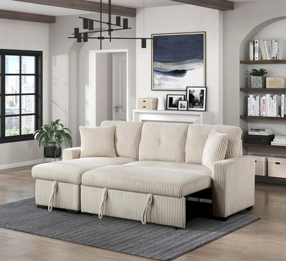 Homelegance  - Rhett 3-Piece Reversible Sectional W/ Pull-out Bed and Hidden Storage in Beige - 9649BExSC  view 4