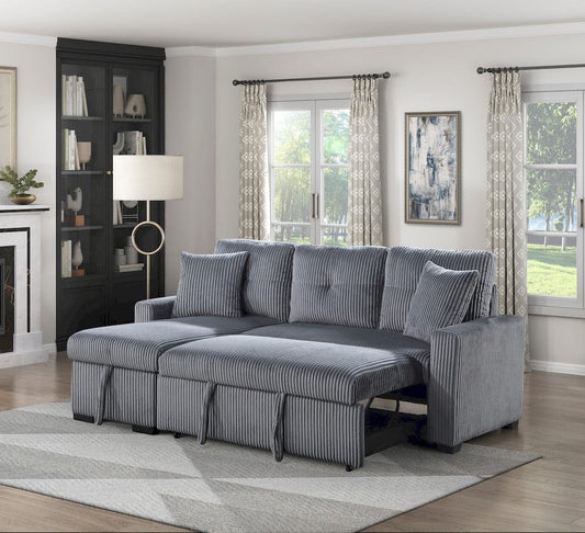 Homelegance  - Rhett 3-Piece Reversible Sectional W/ Pull-out Bed and Hidden Storage in Dark Gray - 9649DGxSC  view 2