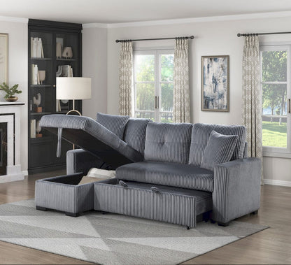 Homelegance  - Rhett 3-Piece Reversible Sectional W/ Pull-out Bed and Hidden Storage in Dark Gray - 9649DGxSC  view 4