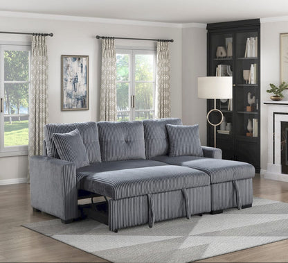 Homelegance  - Rhett 3-Piece Reversible Sectional W/ Pull-out Bed and Hidden Storage in Dark Gray - 9649DGxSC  view 5