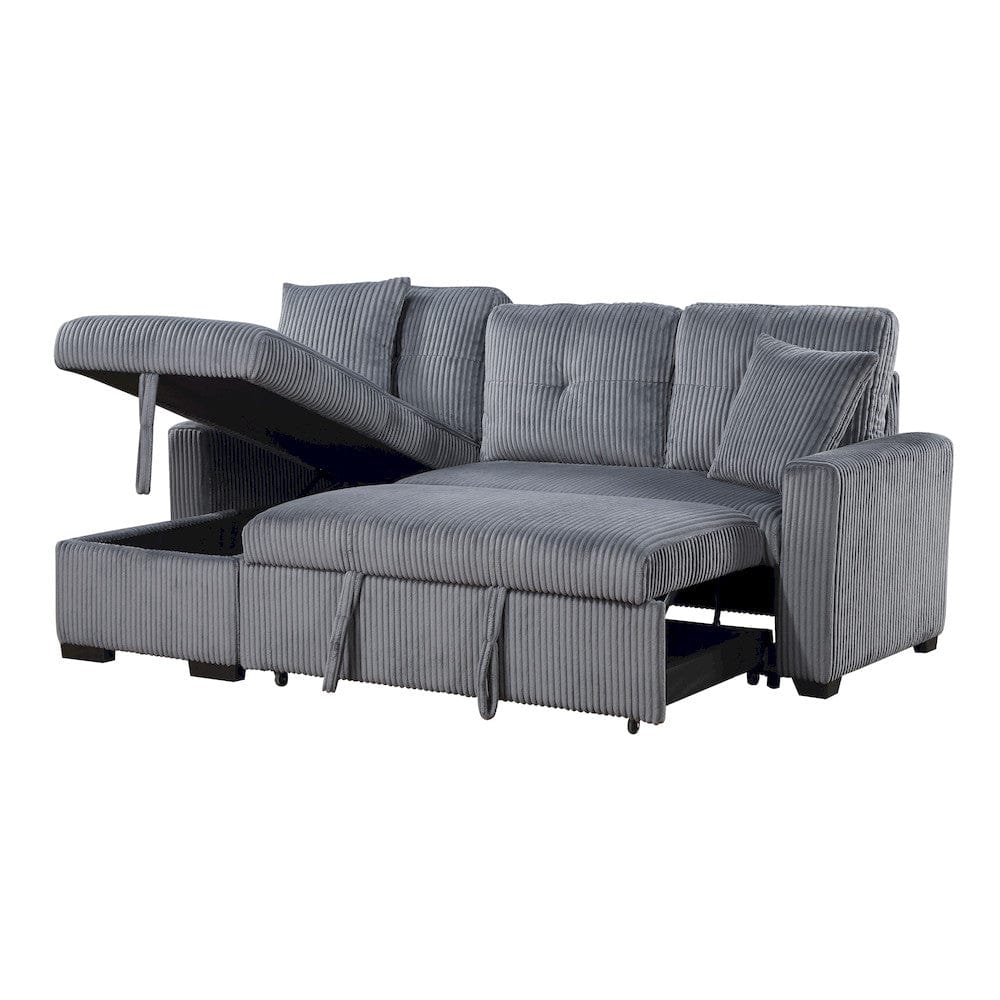 Homelegance  - Rhett 3-Piece Reversible Sectional W/ Pull-out Bed and Hidden Storage in Dark Gray - 9649DGxSC  view 9