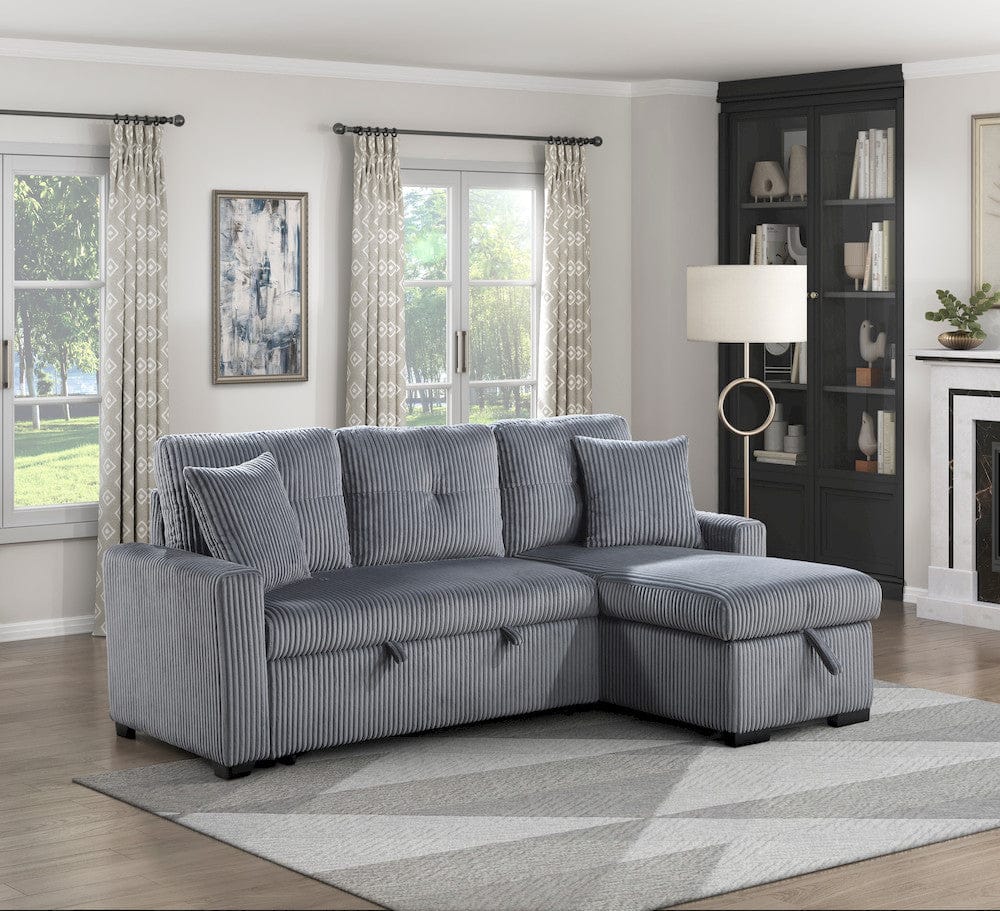 Homelegance  - Rhett 3-Piece Reversible Sectional W/ Pull-out Bed and Hidden Storage in Dark Gray - 9649DGxSC  view 10