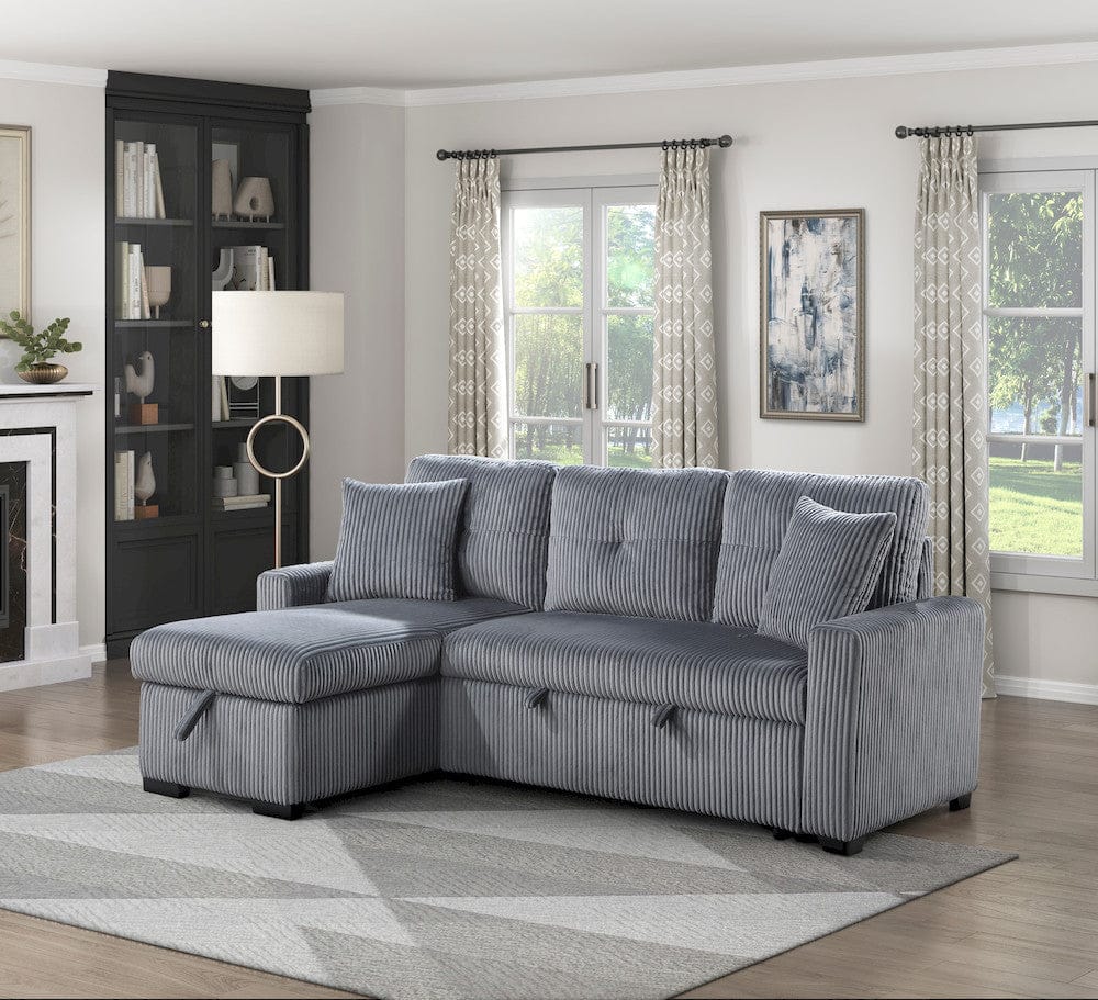 Homelegance  - Rhett 3-Piece Reversible Sectional W/ Pull-out Bed and Hidden Storage in Dark Gray - 9649DGxSC  view 11