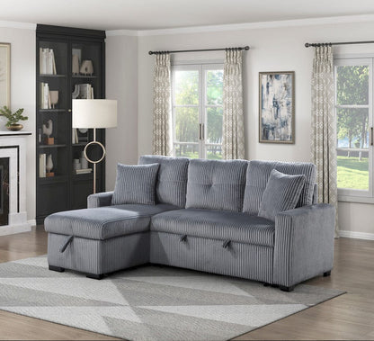 Homelegance  - Rhett 3-Piece Reversible Sectional W/ Pull-out Bed and Hidden Storage in Dark Gray - 9649DGxSC  view 11
