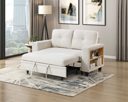 Homelegance  - Robinson Love Seat W/ Pull-out Bed, Shelves and Charging Ports in Beige - 9705BE-2x  view 2