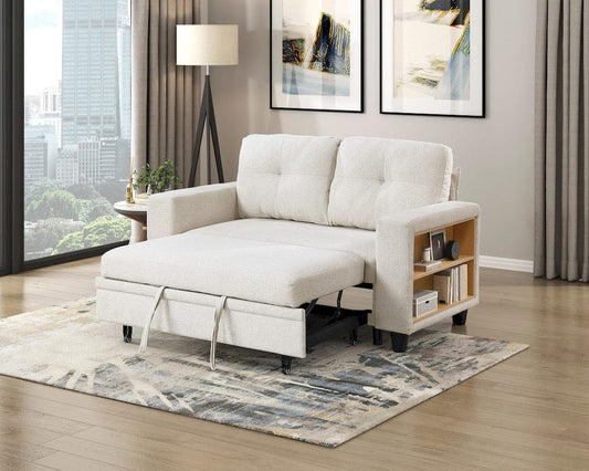 Homelegance  - Robinson Love Seat W/ Pull-out Bed, Shelves and Charging Ports in Beige - 9705BE-2x  view 2