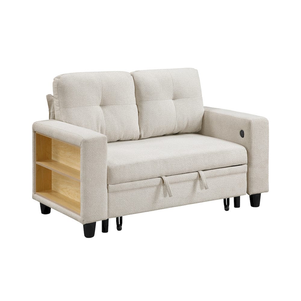 Homelegance  - Robinson Love Seat W/ Pull-out Bed, Shelves and Charging Ports in Beige - 9705BE-2x  view 7