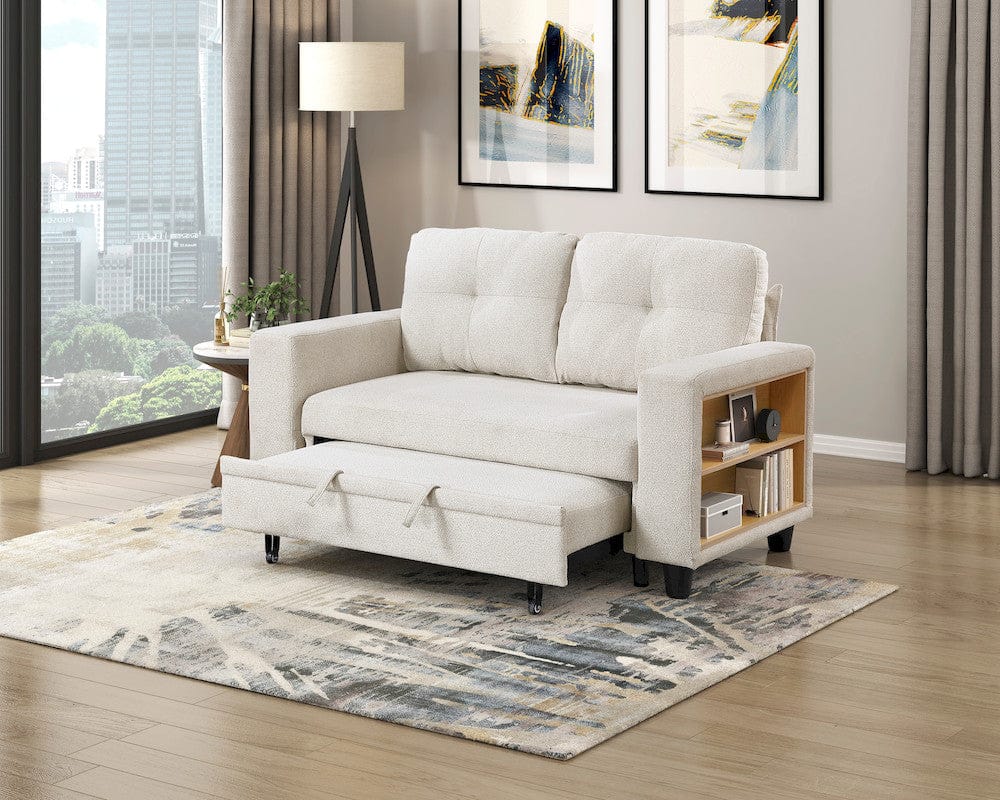 Homelegance  - Robinson Love Seat W/ Pull-out Bed, Shelves and Charging Ports in Beige - 9705BE-2x  view 8