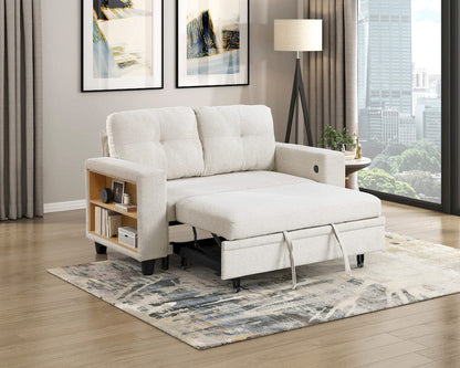 Homelegance  - Robinson Love Seat W/ Pull-out Bed, Shelves and Charging Ports in Beige - 9705BE-2x  view 9