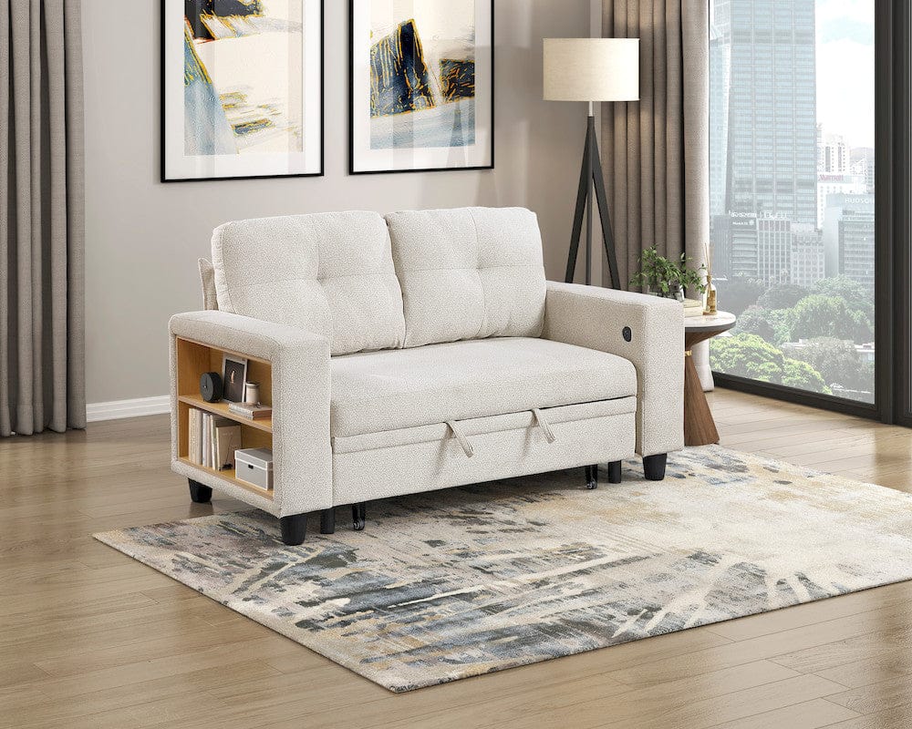 Homelegance  - Robinson Love Seat W/ Pull-out Bed, Shelves and Charging Ports in Beige - 9705BE-2x  view 10