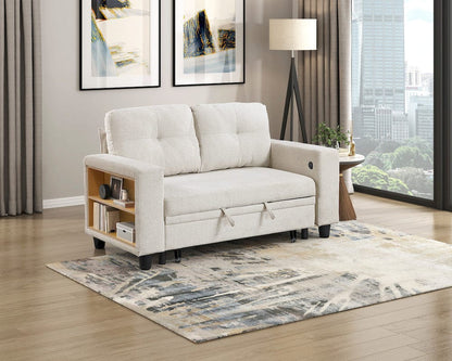 Homelegance  - Robinson Love Seat W/ Pull-out Bed, Shelves and Charging Ports in Beige - 9705BE-2x  view 10