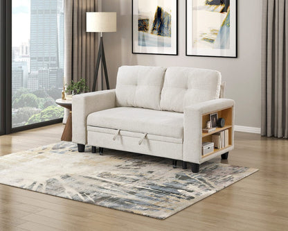 Homelegance  - Robinson Love Seat W/ Pull-out Bed, Shelves and Charging Ports in Beige - 9705BE-2x  view 11