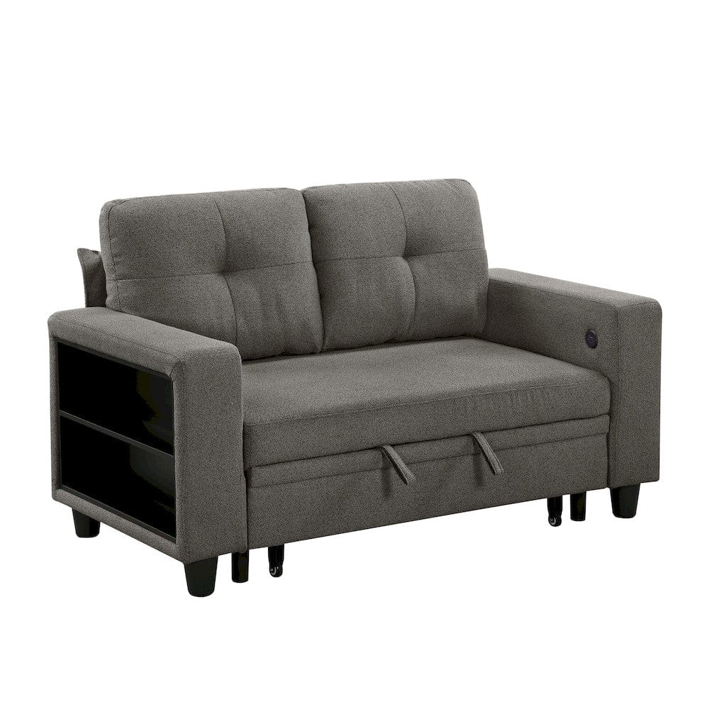 Homelegance  - Robinson Love Seat W/ Pull-out Bed, Shelves and Charging Ports in Dark brown - 9705DB-2x  view 1