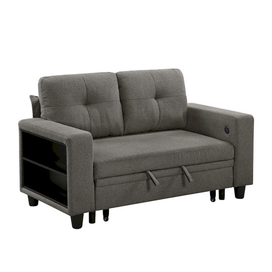 Homelegance  - Robinson Love Seat W/ Pull-out Bed, Shelves and Charging Ports in Dark brown - 9705DB-2x  view 1