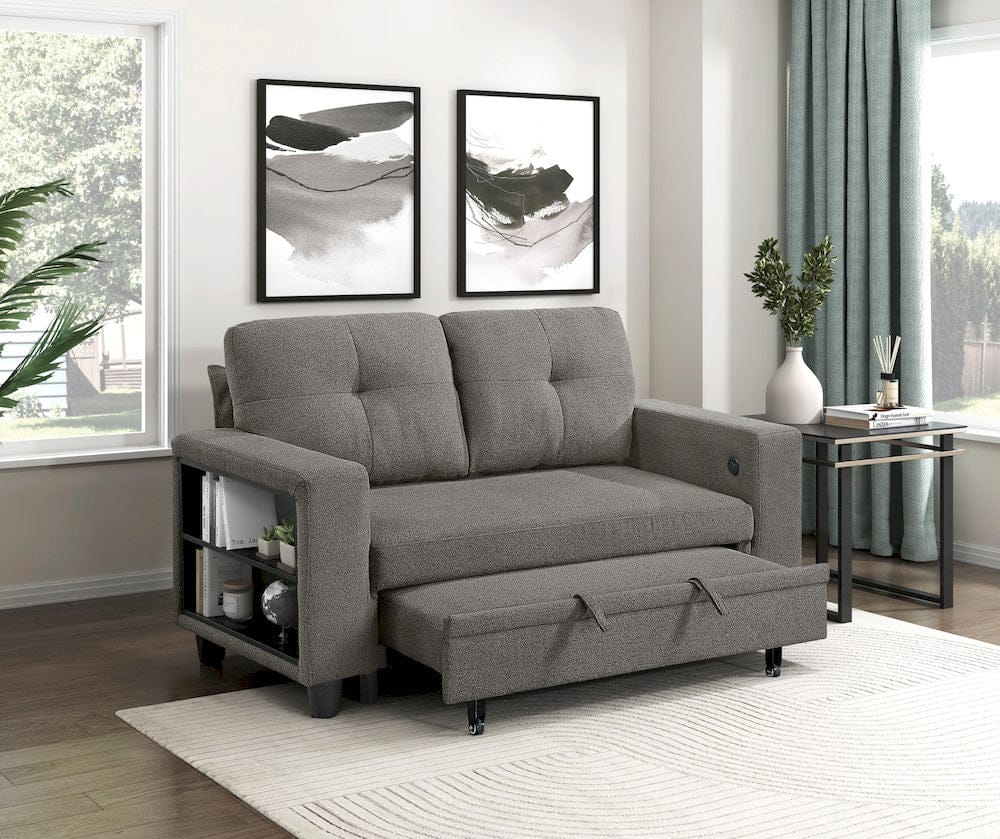 Homelegance  - Robinson Love Seat W/ Pull-out Bed, Shelves and Charging Ports in Dark brown - 9705DB-2x  view 2