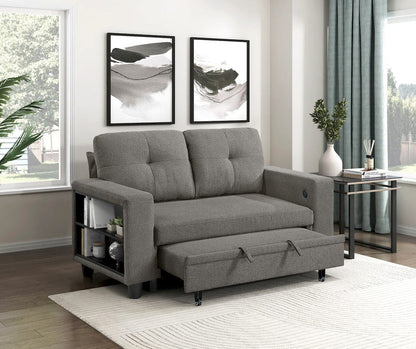 Homelegance  - Robinson Love Seat W/ Pull-out Bed, Shelves and Charging Ports in Dark brown - 9705DB-2x  view 2
