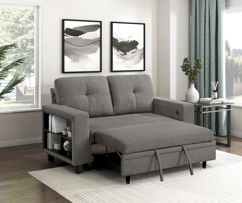Homelegance  - Robinson Love Seat W/ Pull-out Bed, Shelves and Charging Ports in Dark brown - 9705DB-2x  view 5