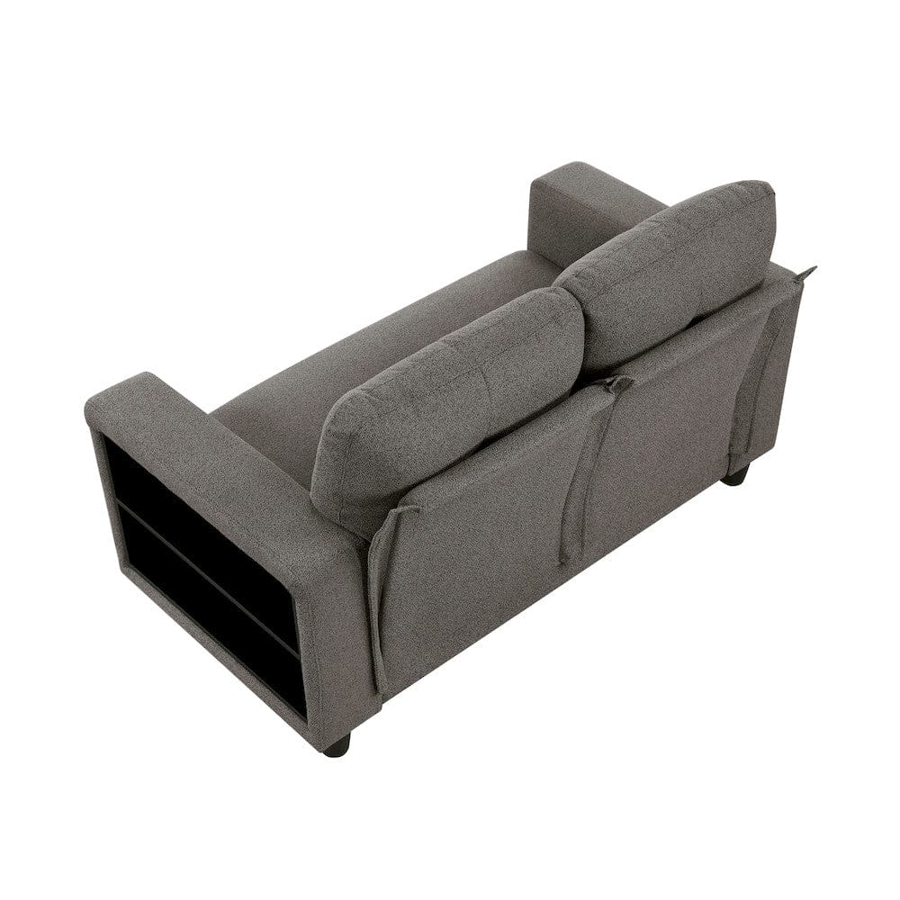 Homelegance  - Robinson Love Seat W/ Pull-out Bed, Shelves and Charging Ports in Dark brown - 9705DB-2x  view 7