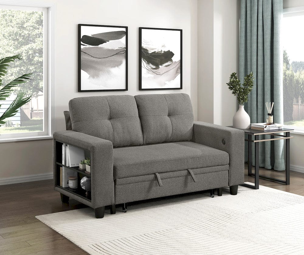 Homelegance  - Robinson Love Seat W/ Pull-out Bed, Shelves and Charging Ports in Dark brown - 9705DB-2x  view 12