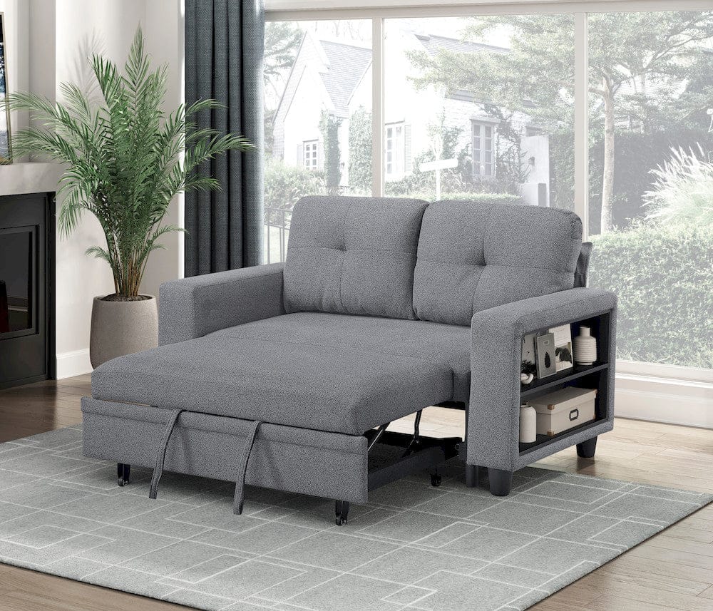 Homelegance  - Robinson Love Seat W/ Pull-out Bed, Shelves and Charging Ports in Gray - 9705GY-2x  view 2