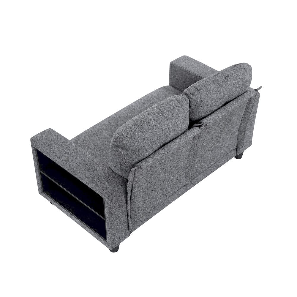 Homelegance  - Robinson Love Seat W/ Pull-out Bed, Shelves and Charging Ports in Gray - 9705GY-2x  view 3