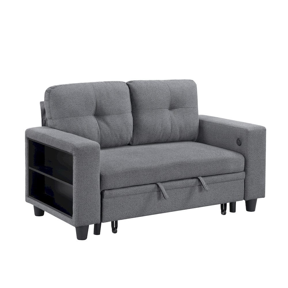 Homelegance  - Robinson Love Seat W/ Pull-out Bed, Shelves and Charging Ports in Gray - 9705GY-2x  view 7