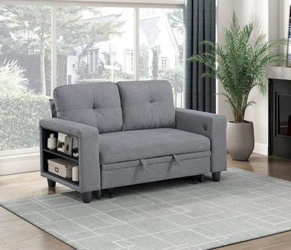 Homelegance  - Robinson Love Seat W/ Pull-out Bed, Shelves and Charging Ports in Gray - 9705GY-2x  view 8