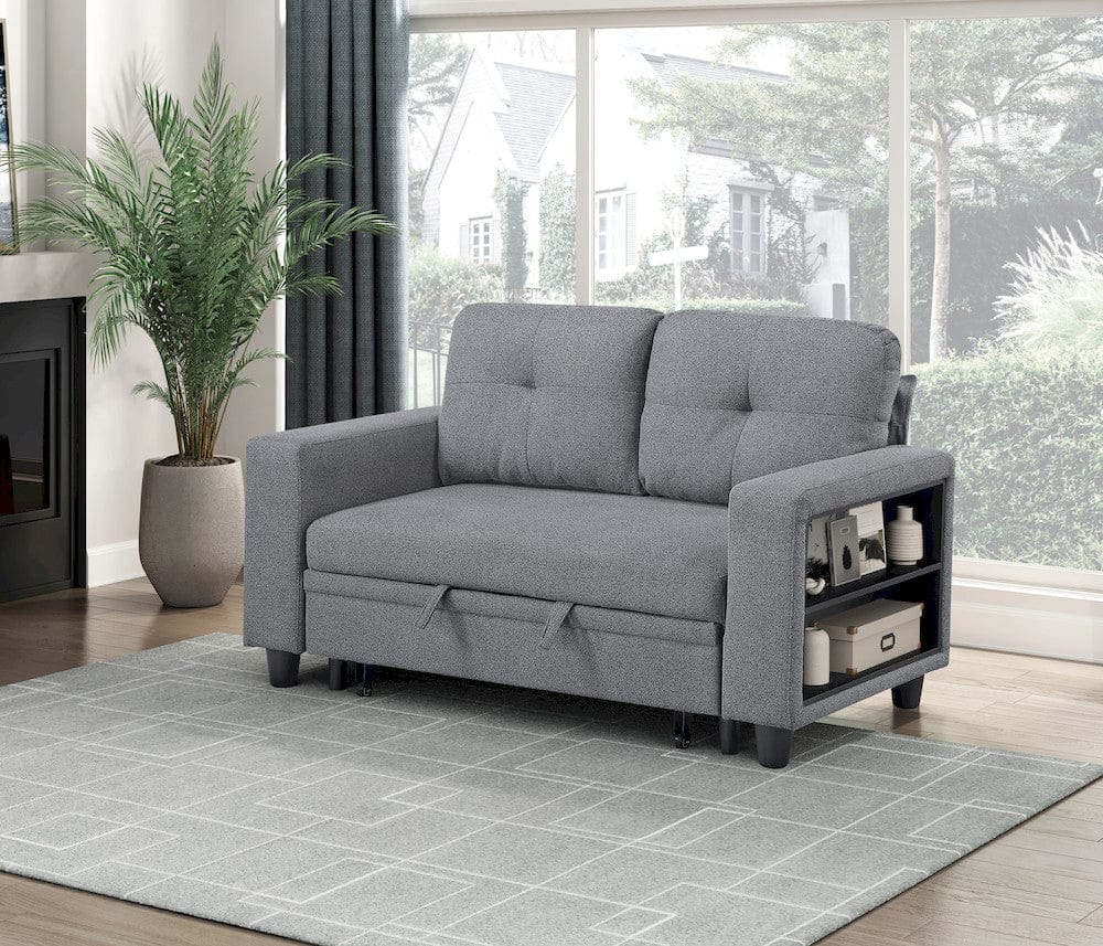 Homelegance  - Robinson Love Seat W/ Pull-out Bed, Shelves and Charging Ports in Gray - 9705GY-2x  view 9