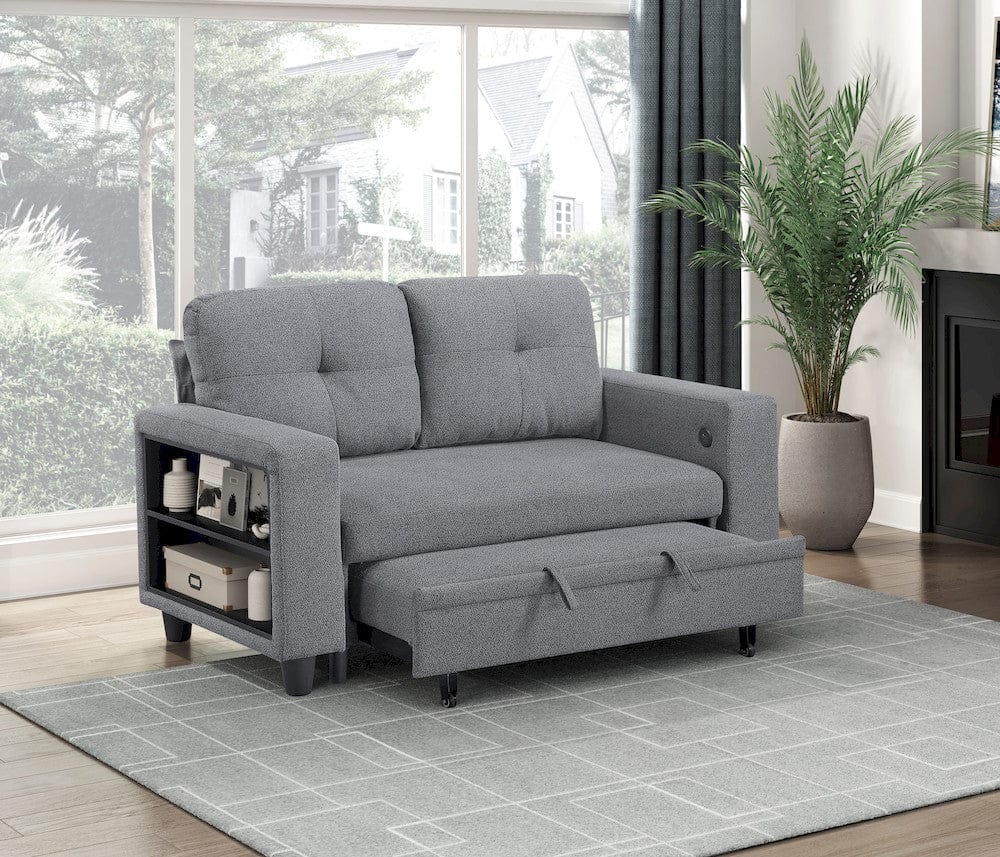 Homelegance  - Robinson Love Seat W/ Pull-out Bed, Shelves and Charging Ports in Gray - 9705GY-2x  view 10