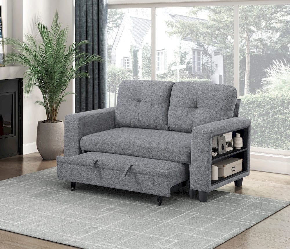 Homelegance  - Robinson Love Seat W/ Pull-out Bed, Shelves and Charging Ports in Gray - 9705GY-2x  view 11