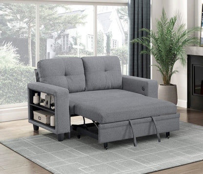 Homelegance  - Robinson Love Seat W/ Pull-out Bed, Shelves and Charging Ports in Gray - 9705GY-2x  view 12