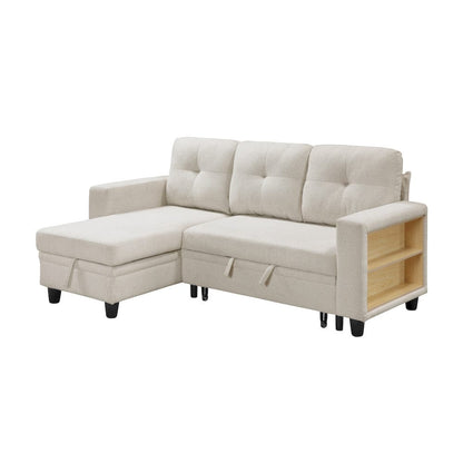 Homelegance  - Robinson Sectional W/ Reversible Chaise, Pull-out Bed, Shelves and Charging Ports in Beige - 9705BEx32AVC  view 1