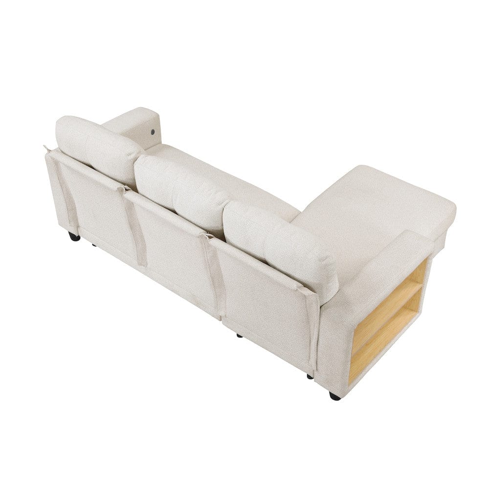 Homelegance  - Robinson Sectional W/ Reversible Chaise, Pull-out Bed, Shelves and Charging Ports in Beige - 9705BEx32AVC  view 4