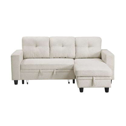 Homelegance  - Robinson Sectional W/ Reversible Chaise, Pull-out Bed, Shelves and Charging Ports in Beige - 9705BEx32AVC  view 6