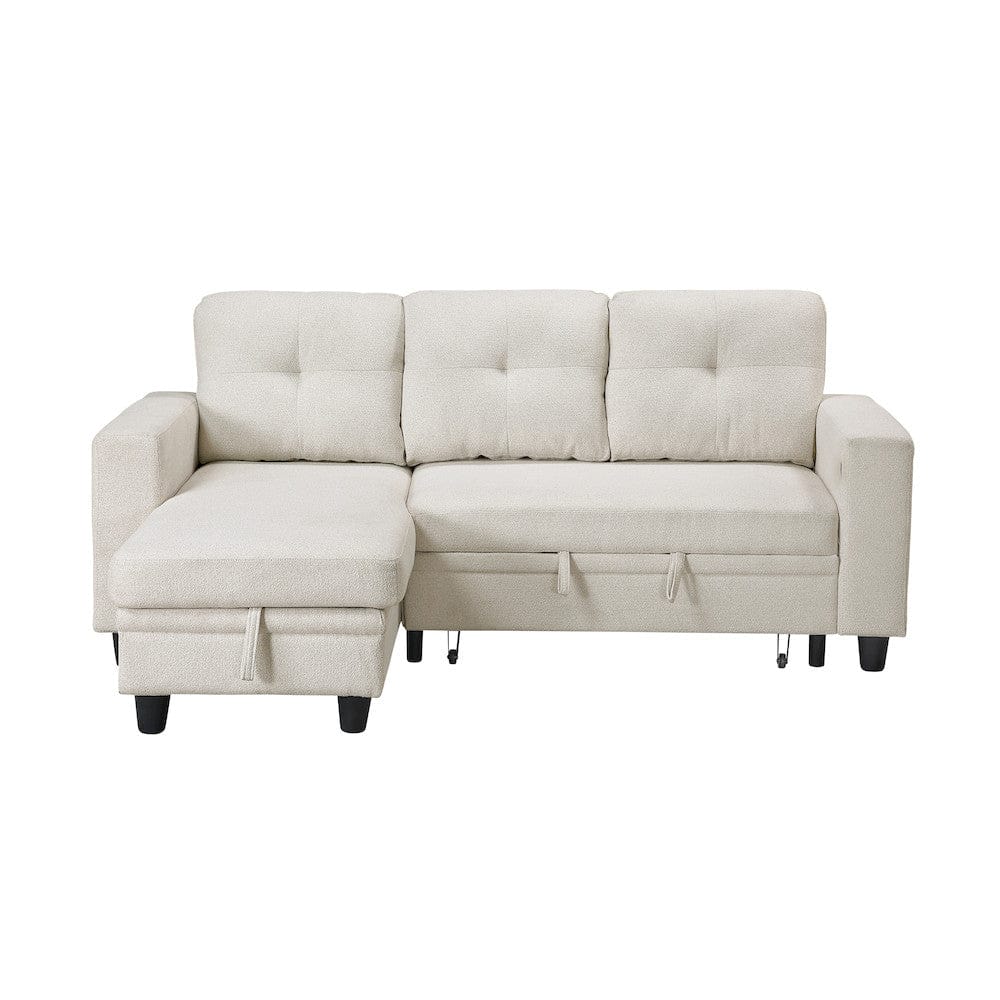 Homelegance  - Robinson Sectional W/ Reversible Chaise, Pull-out Bed, Shelves and Charging Ports in Beige - 9705BEx32AVC  view 7