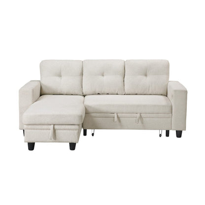 Homelegance  - Robinson Sectional W/ Reversible Chaise, Pull-out Bed, Shelves and Charging Ports in Beige - 9705BEx32AVC  view 7