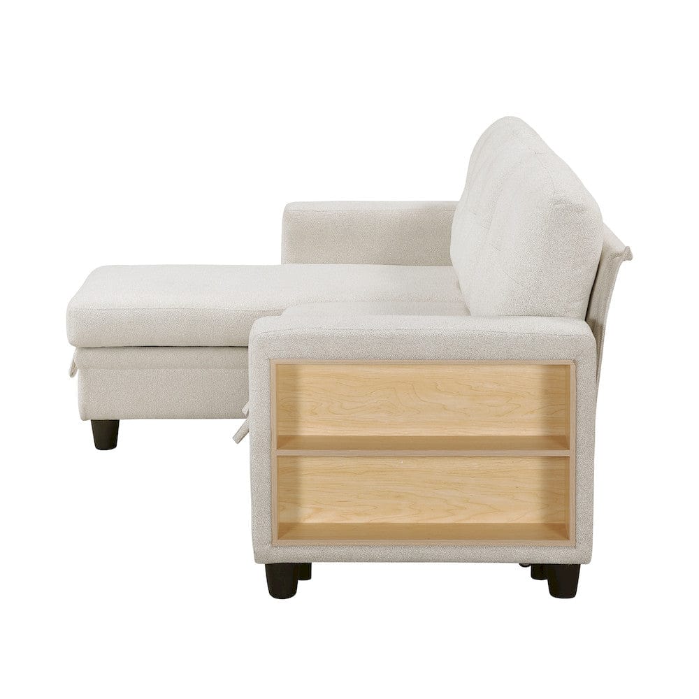 Homelegance  - Robinson Sectional W/ Reversible Chaise, Pull-out Bed, Shelves and Charging Ports in Beige - 9705BEx32AVC  view 9