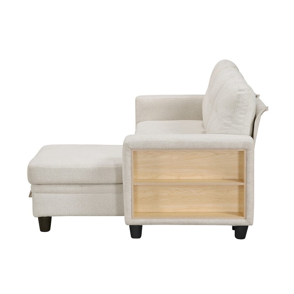 Homelegance  - Robinson Sectional W/ Reversible Chaise, Pull-out Bed, Shelves and Charging Ports in Beige - 9705BEx32AVC  view 11