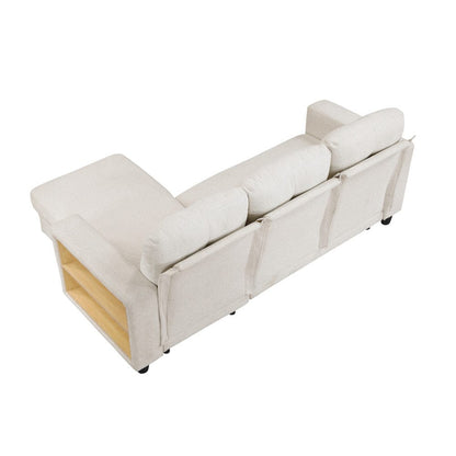 Homelegance  - Robinson Sectional W/ Reversible Chaise, Pull-out Bed, Shelves and Charging Ports in Beige - 9705BEx32AVC  view 12