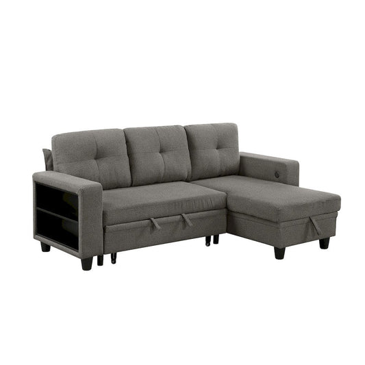 Homelegance  - Robinson Sectional W/ Reversible Chaise, Pull-out Bed, Shelves and Charging Ports in Dark brown - 9705DBx32AVC  view 1