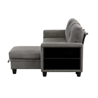Homelegance  - Robinson Sectional W/ Reversible Chaise, Pull-out Bed, Shelves and Charging Ports in Dark brown - 9705DBx32AVC  view 3