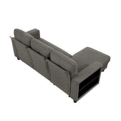 Homelegance  - Robinson Sectional W/ Reversible Chaise, Pull-out Bed, Shelves and Charging Ports in Dark brown - 9705DBx32AVC  view 6