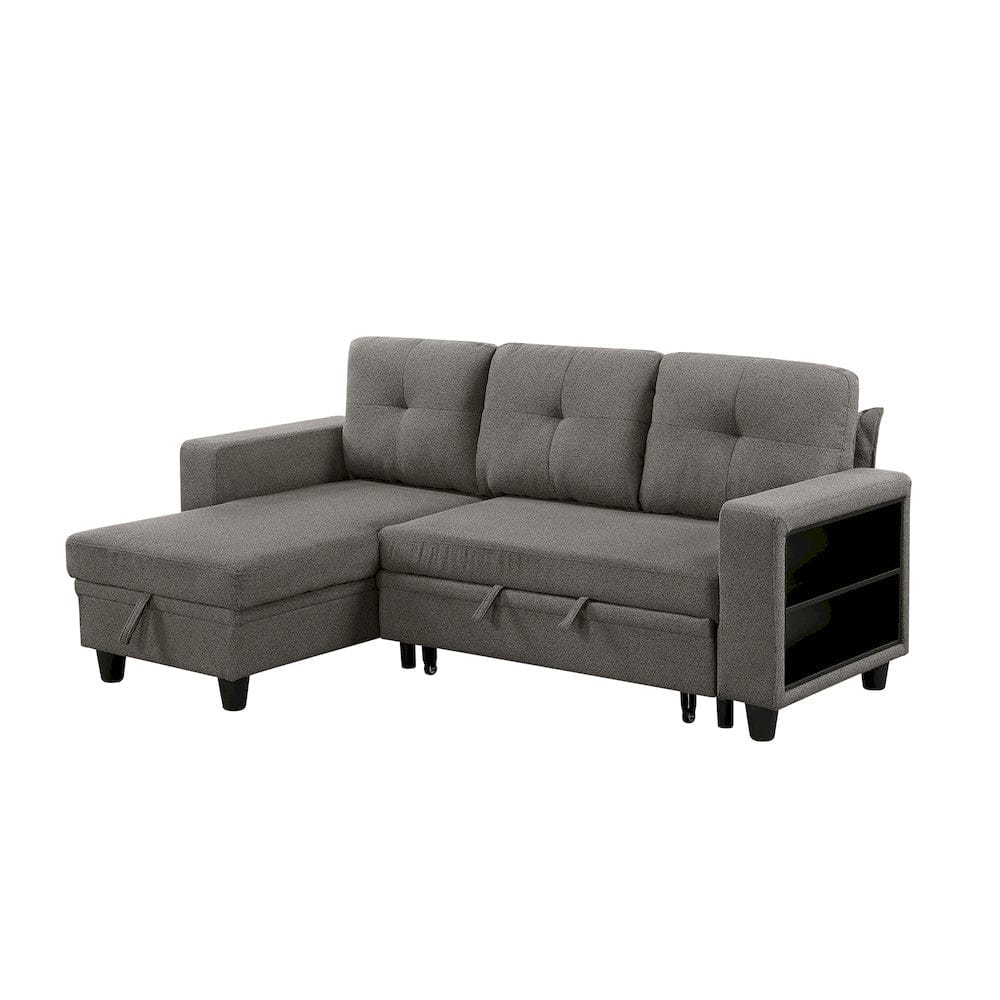 Homelegance  - Robinson Sectional W/ Reversible Chaise, Pull-out Bed, Shelves and Charging Ports in Dark brown - 9705DBx32AVC  view 9