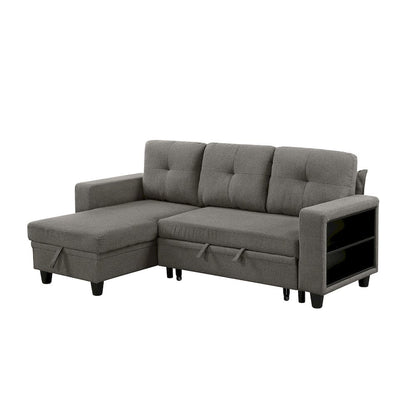 Homelegance  - Robinson Sectional W/ Reversible Chaise, Pull-out Bed, Shelves and Charging Ports in Dark brown - 9705DBx32AVC  view 9